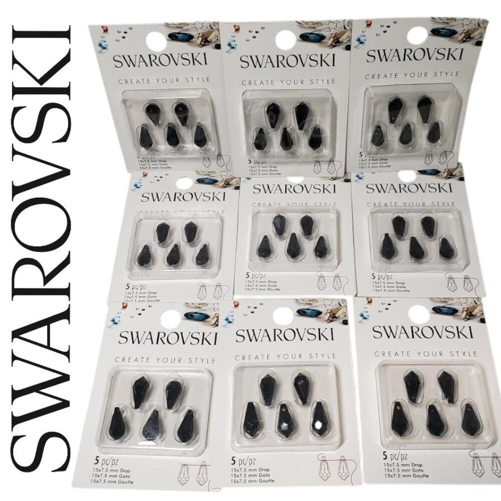 New 45 Swarovski Crystal Black Beads Crafting Jewelry Supplies Arts Crafts Drop